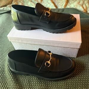 Sincerely Jules Black Loafers with Horsebit Detail